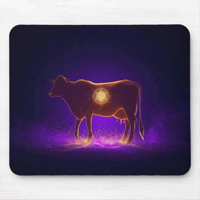 Divine Cow Silhouette | Govardhan Puja Spiritual Mouse Mat (Front)
