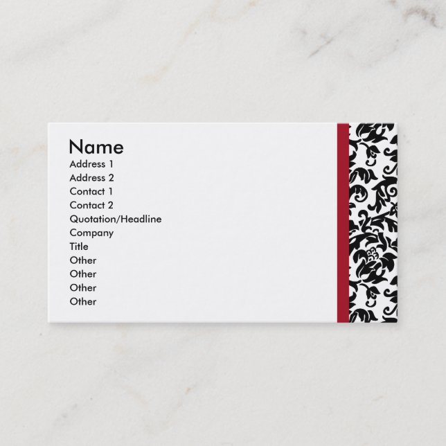 Divine Damask Business Card (Front)