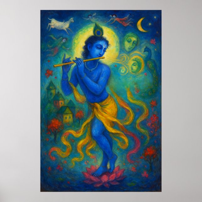 Divine Dance of Lord Krishna: Eternal Bliss Poster (Front)