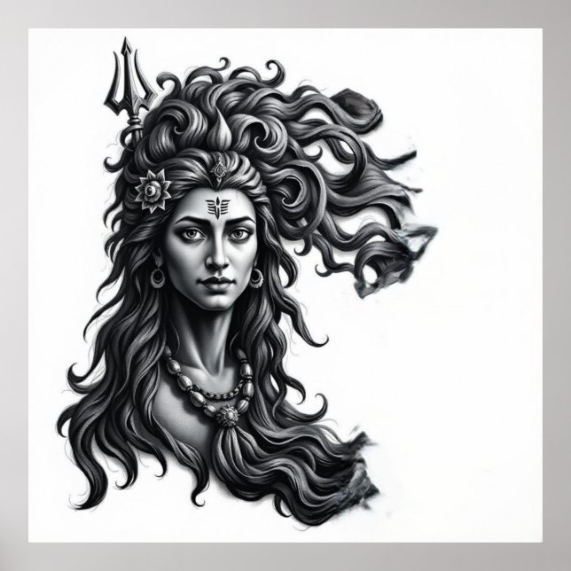 Divine Dance: Shiva Charcoal Art Poster (Front)