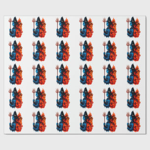 Divine Duality: Blue Shiva & Ganesha T-Shirt Wrapping Paper