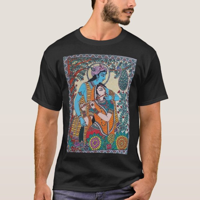Divine Duo: Embrace the Spirit of Radha Krishna wi T-Shirt (Front)