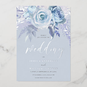 Divine Dusty Blue Floral Wedding Real Silver