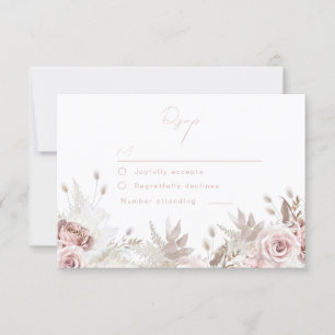 Divine Dusty Rose & Blush Floral Wedding RSVP Card
