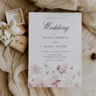 Divine Elegance: Blush Garden Floral Wedding Invitation