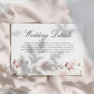 Divine Elegant Blush Garden Floral Wedding Details Enclosure Card