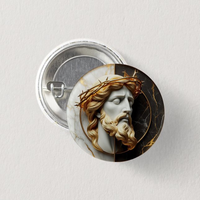 Divine Embellishment Jesus looking in the heavens  3 Cm Round Badge (Front & Back)