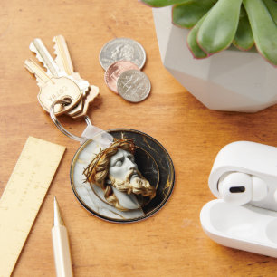 Divine Embellishment Jesus looking in the heavens Key Ring