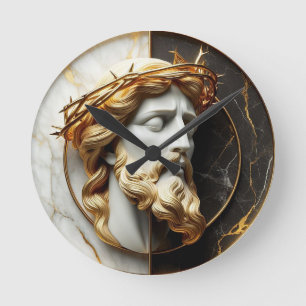 Divine Embellishment Jesus looking in the heavens Round Clock