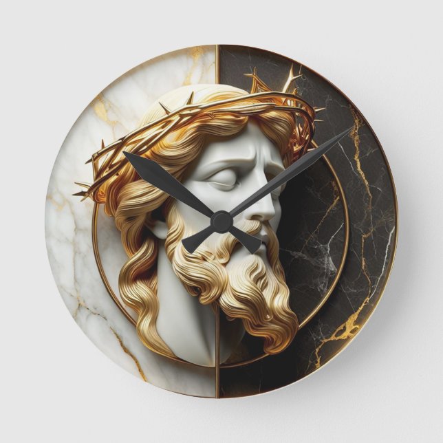 Divine Embellishment Jesus looking in the heavens  Round Clock (Front)