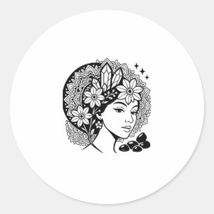 Divine Feminine Mandala Art Floral Crystal Goddess Classic Round Sticker