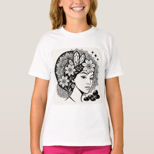 Divine Feminine Mandala Art Floral Crystal Goddess T-Shirt