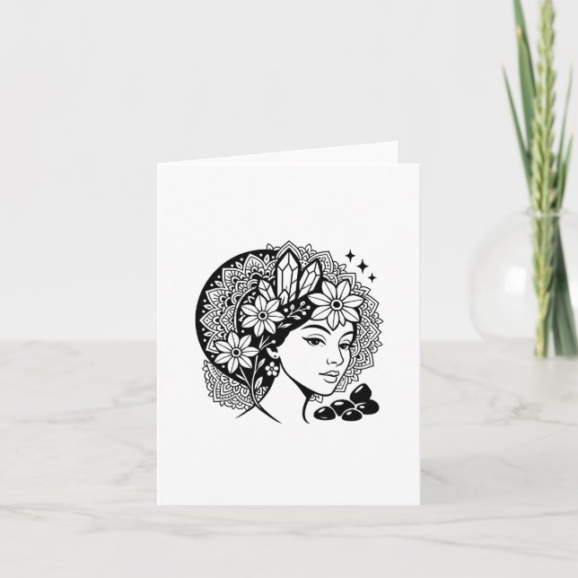 Divine Feminine Mandala Floral Crystal Invitation (Front)