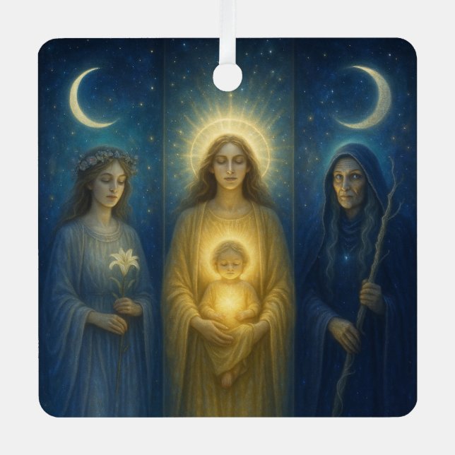 Divine Feminine Triptych  Metal Tree Decoration (Front)