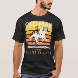 Divine Gallop: Grumpy Old Mans Jesus Ride on Horse T-Shirt