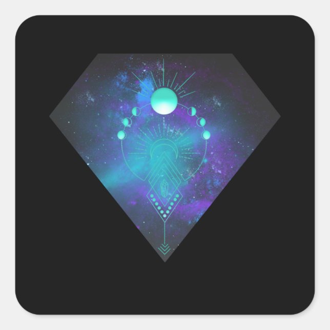 Divine Geometry Moon Phases Spirituality Square Sticker (Front)