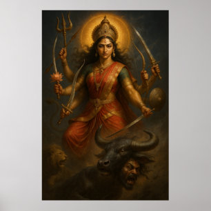 Divine Goddess Durga   Cosmic Warrior of Light Poster