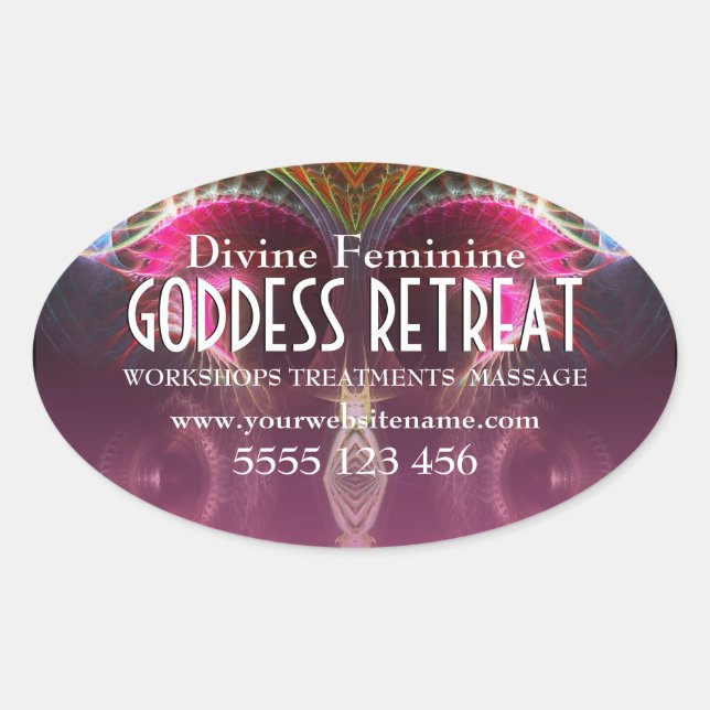 Divine Goddess Fractals Oval Promotional Stickers (Front)