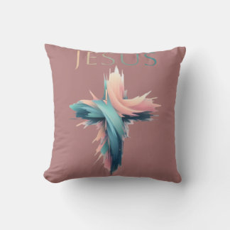 Divine Grace: The Artistic Cross of Jesus Cushion