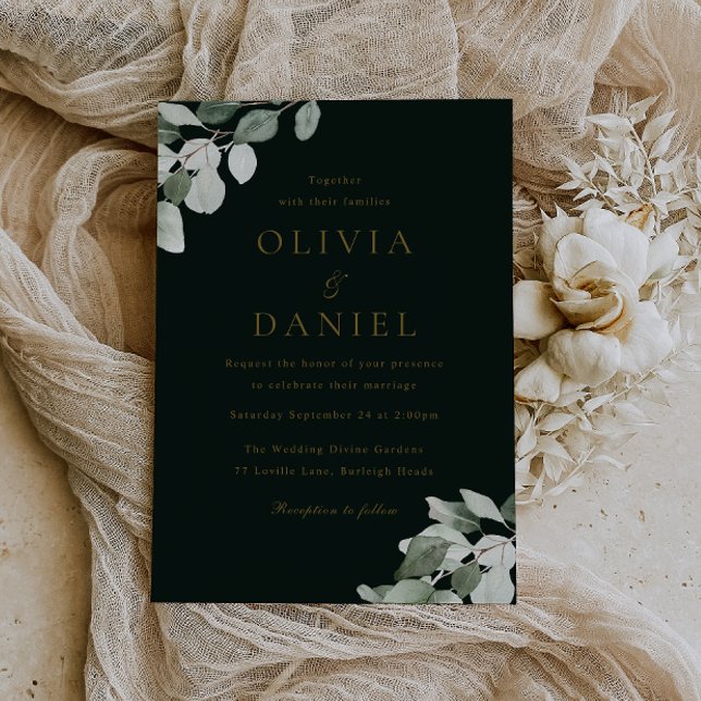 Divine Green Leaf Elegant Modern Wedding Invitation (Creator Uploaded)