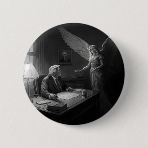 Divine Guidance: Donald Trump Advised by an Angel 6 Cm Round Badge