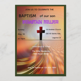 Divine Horizon Abstract Cross Baptism Invite