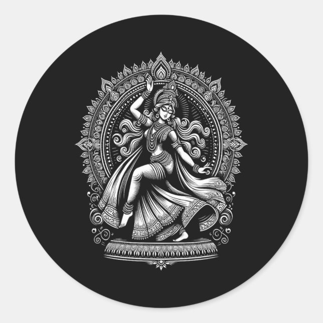 Divine Kali Goddess Dancing Yoga Tee Spiritual Hin Classic Round Sticker (Front)