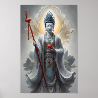 Divine Kannon Bodhisattva Poster with Radiant Aura