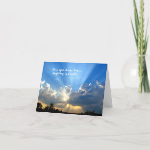 Divine Light Bursting Through Clouds Hope Thank You Card