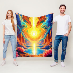 Divine Light City Awakening Fleece Blanket