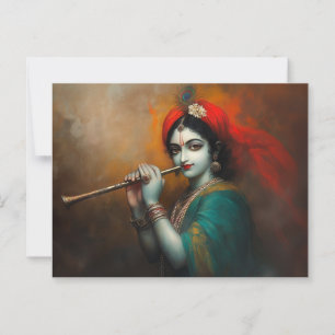 Divine Lord Krishna Baroque Antique Style  Postcard