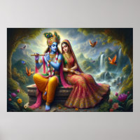 Divine Love Art: Krishna Radha, Spiritual Deity 