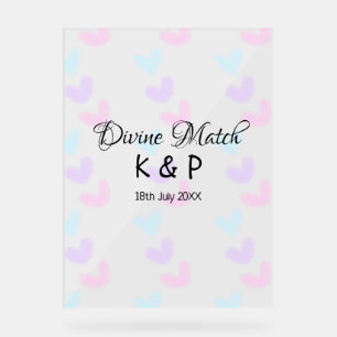 Divine match add couple name letter heart pattern acrylic sign