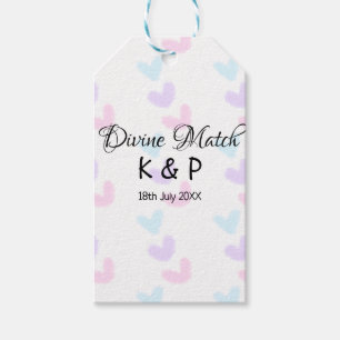 Divine match add couple name letter heart pattern  gift tags