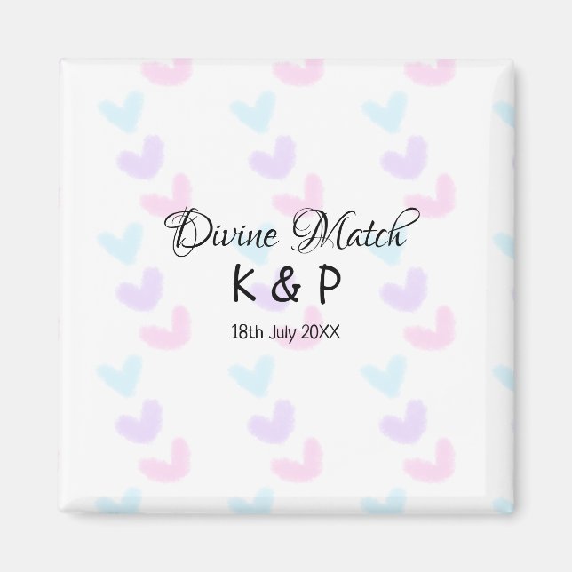 Divine match add couple name letter heart pattern  magnet (Front)