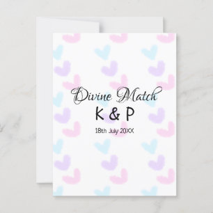 Divine match add couple name letter heart pattern  postcard