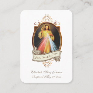 Divine Mercy Baptism Remembrance Prayer Place Card