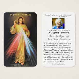 Divine Mercy Catholic Funeral Memorial Holy Card -