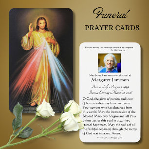 Divine Mercy Catholic Funeral Memorial Holy Card -