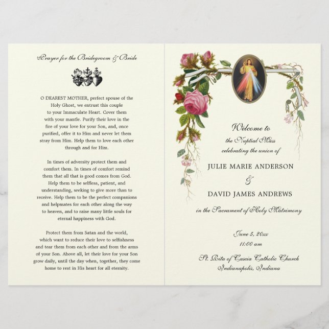 Divine Mercy Catholic  Mass Wedding Program (Front)