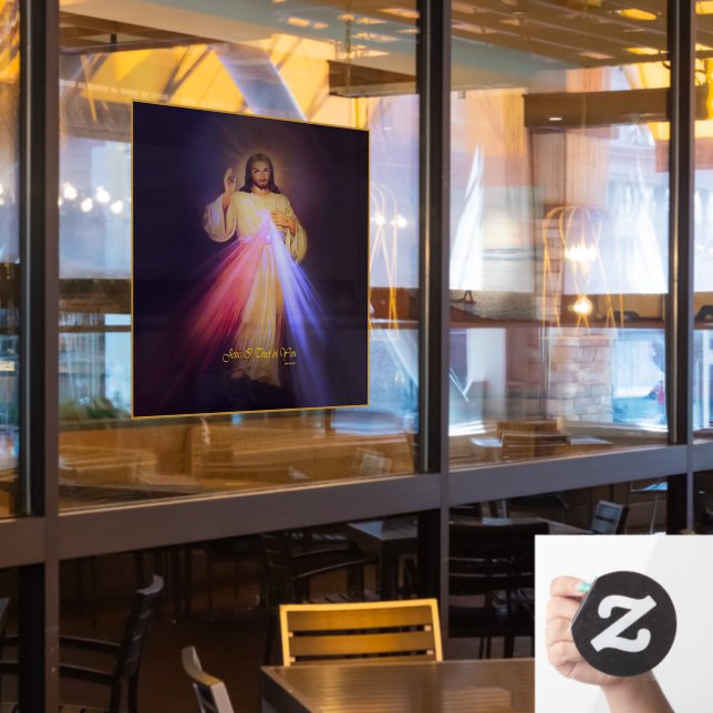 Divine Mercy Gold Window Cling (Restaurant Window)
