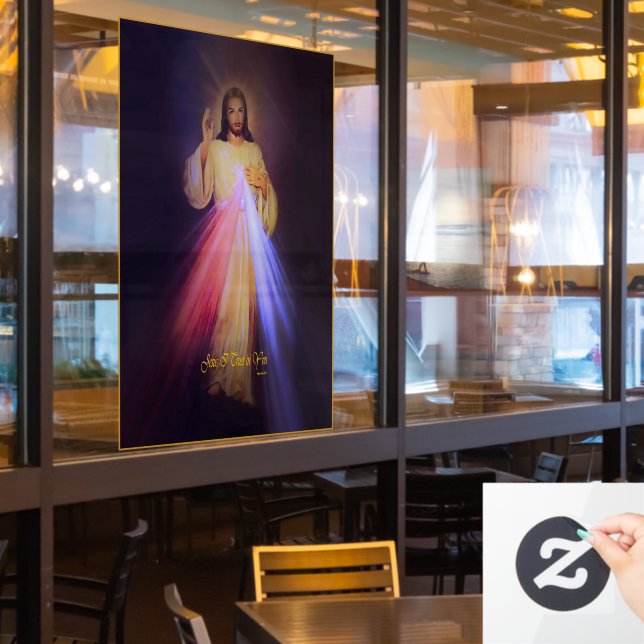 Divine Mercy Gold Window Cling (Restaurant Window)