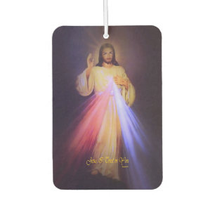 Divine Mercy Gold with Chaplet Prayer Car Air Freshener