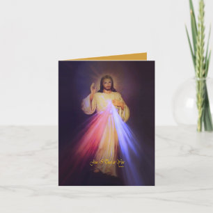 Divine Mercy Gold with Chaplet Prayer Thank You Card