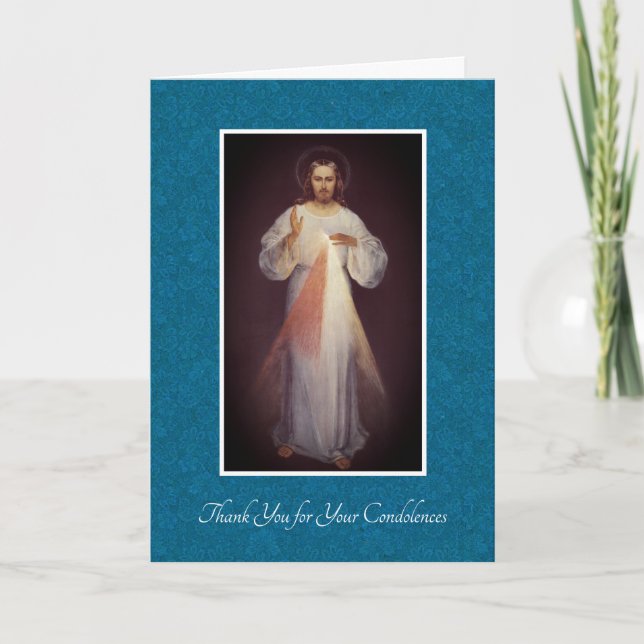 Divine Mercy Jesus  Catholic Condolence Thank You (Front)