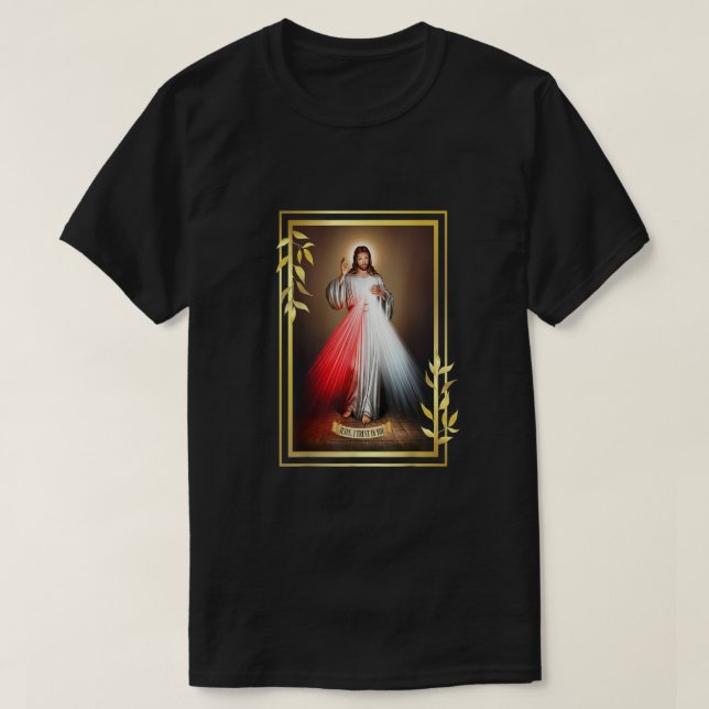 Divine Mercy Jesus Christ Jesus I Trust In You Cat T-Shirt (Design Front)