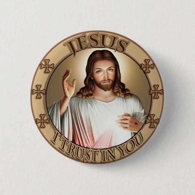 Divine Mercy Jesus I Trust In You Devotional Image 6 Cm Round Badge (Front)