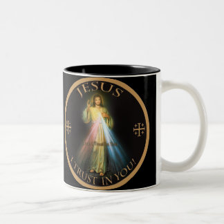 DIVINE MERCY, JESUS I TRUST IN YOU. Two-Tone COFFEE MUG