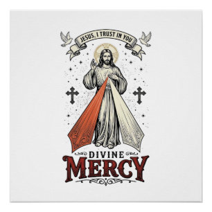 Divine Mercy Jesus I Trust in You Vintage Shirt De Poster