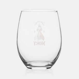 Divine Mercy Jesus I Trust in You Vintage Shirt De Stemless Wine Glass